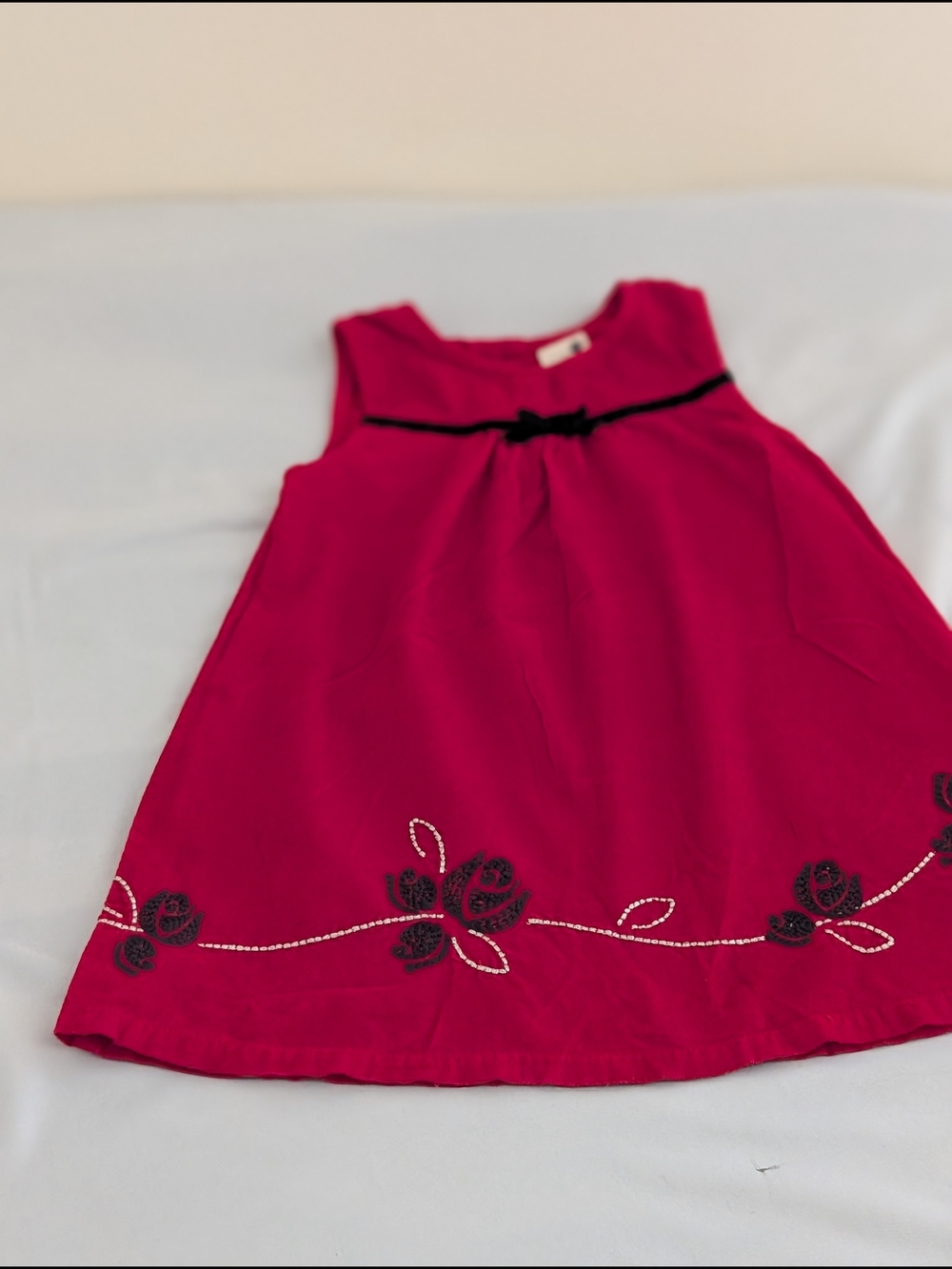 healthtex Fuchsia Dress with Black Trim and Embroidery